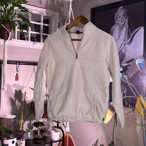 Volcom Women's White Quarter Zip Fleece Pullover L Cozy Soft Jacket